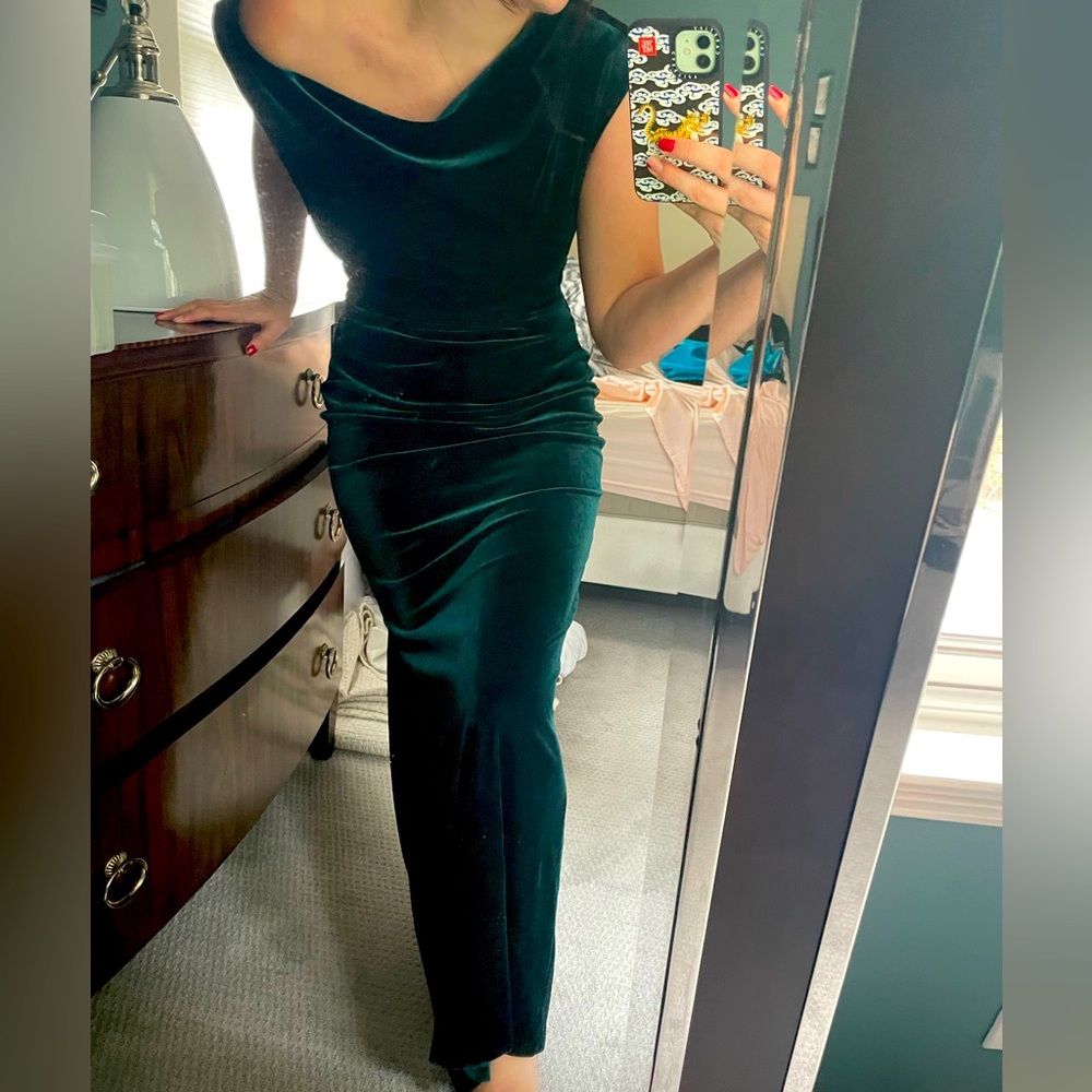 Green Velvet Maxi Dress
